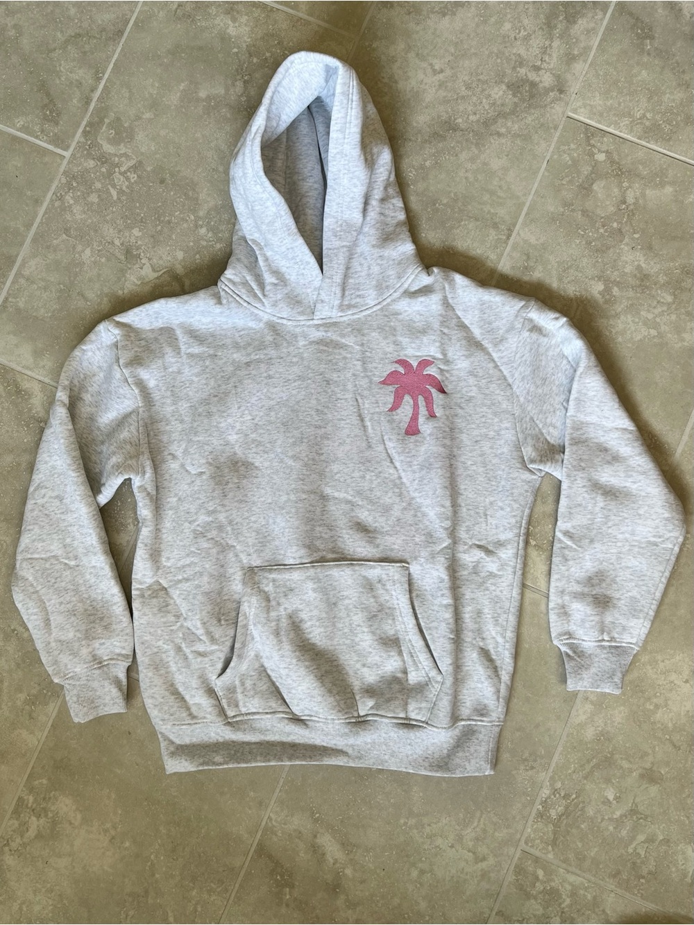 Pink Palm Puff Hawaii Hibiscus Hoodie Heather Cloud Gray Pink Size S + Box Bag